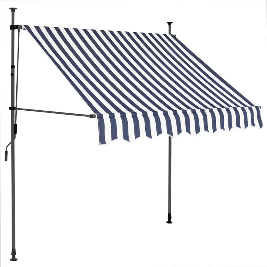 Auvent manuel rétractable avec LED 100 cm Bleu et blanc - 2