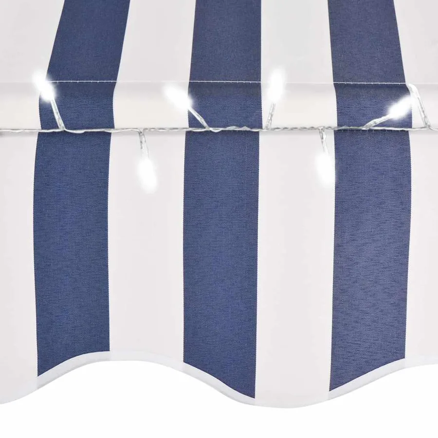 Auvent manuel rétractable avec LED 100 cm Bleu et blanc - 5