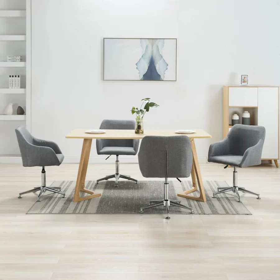 Chaises pivotantes à manger lot de 4 gris clair tissu