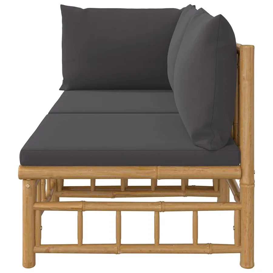 Salon de jardin 2 pcs avec coussins gris foncé bambou - 4