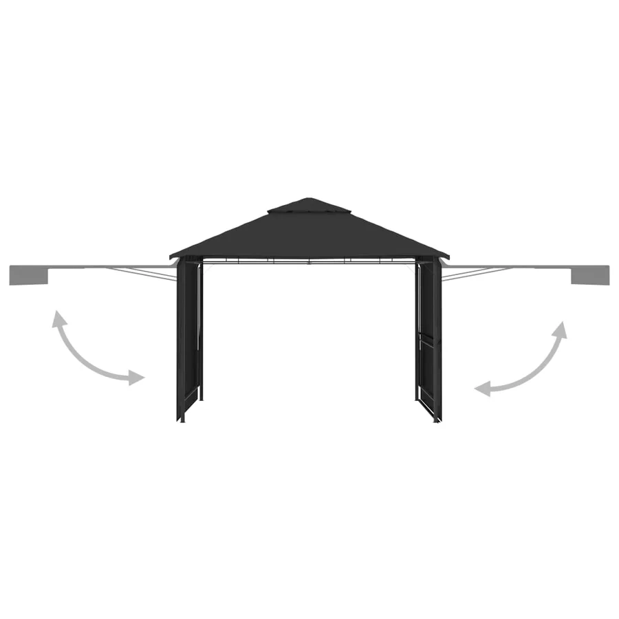Belvédère et double toits étentus 3x3x2,75 m Anthracite 180g/m² - 3