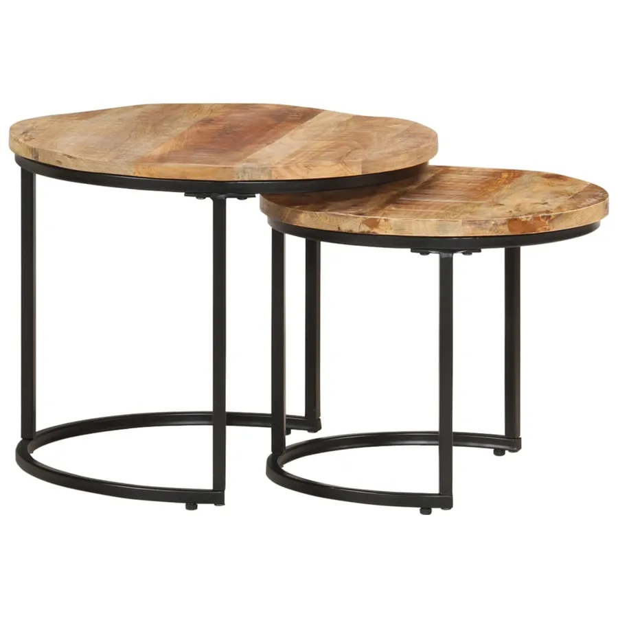 Tables gigognes 2 pcs Bois de manguier brut - 10