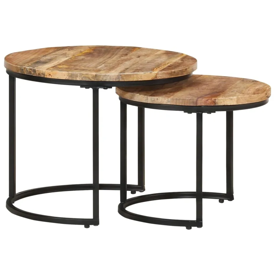 Tables gigognes 2 pcs Bois de manguier brut - 11