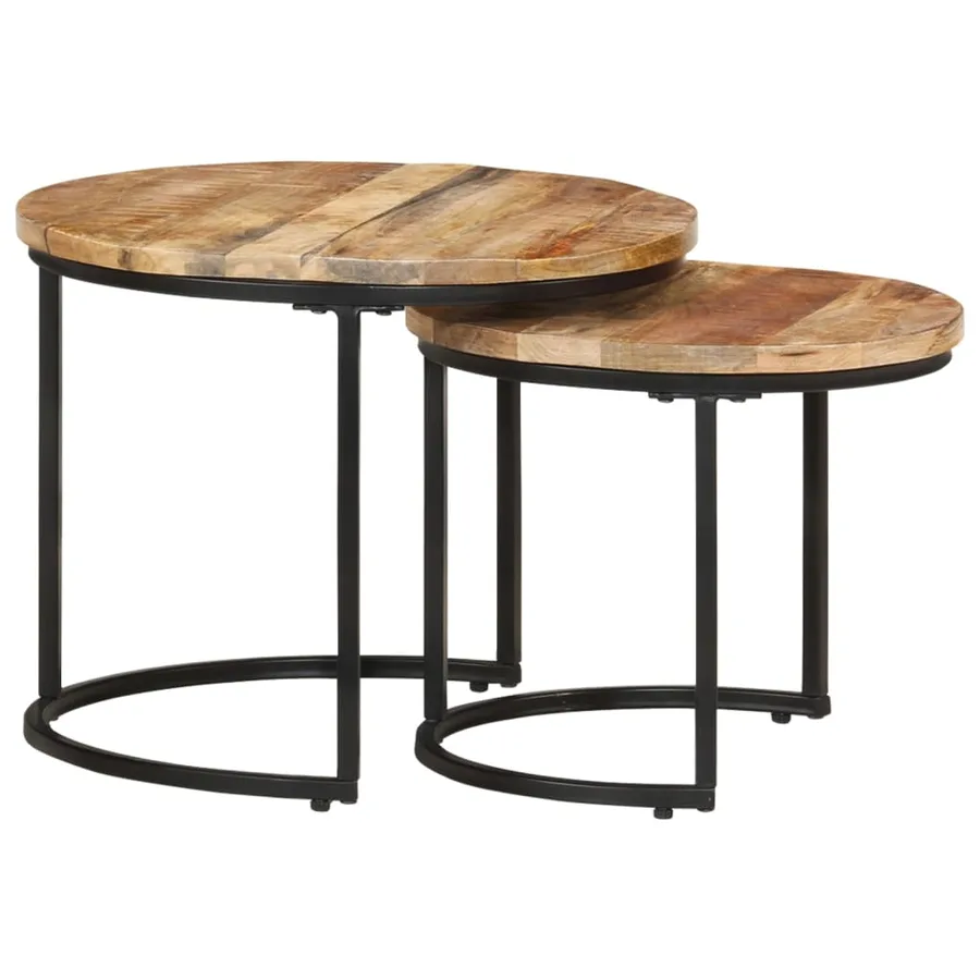 Tables gigognes 2 pcs Bois de manguier brut - 12