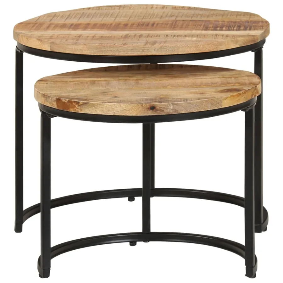 Tables gigognes 2 pcs Bois de manguier brut - 2