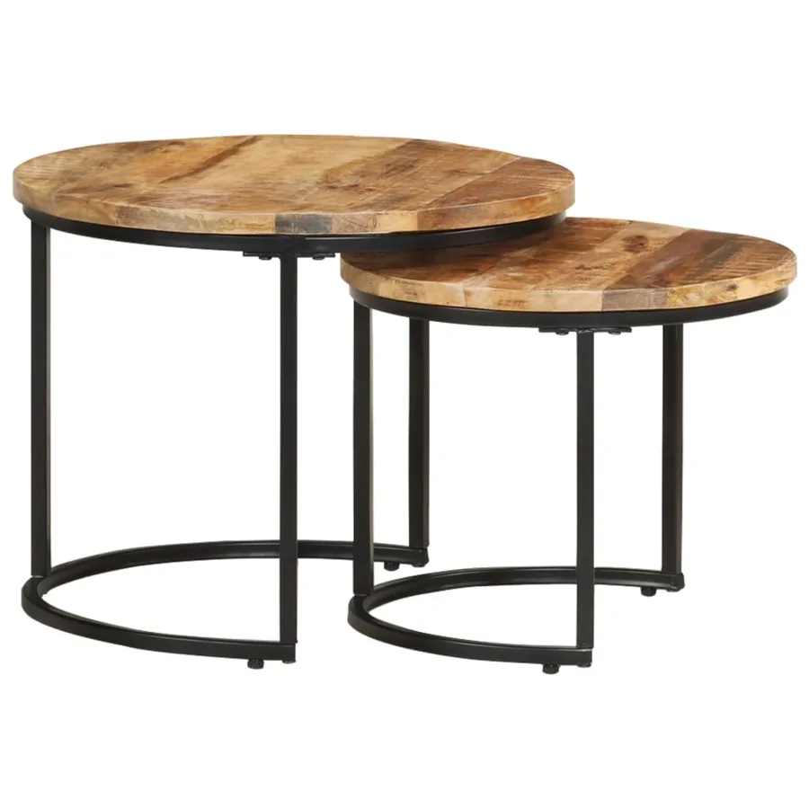 Tables gigognes 2 pcs Bois de manguier brut - 9