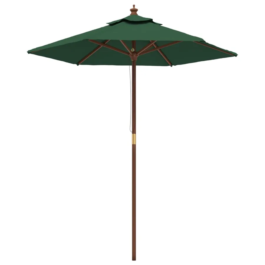 Parasol de jardin avec mât en bois vert 196x231 cm - 2