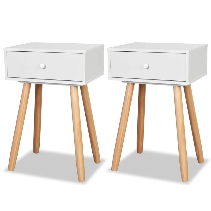 Table de chevet 2 pcs Bois de pin massif 40 x 30 x 61 cm Blanc - 2