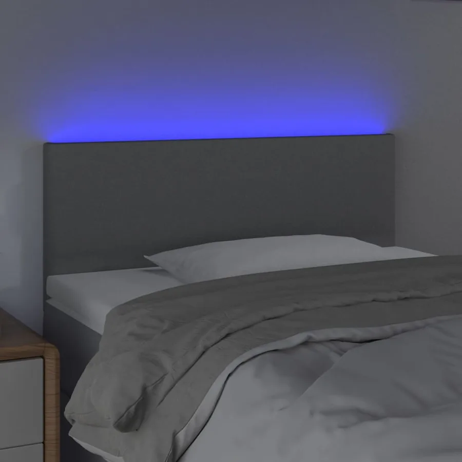 Tête de lit à LED Gris clair 100x5x78/88 cm Tissu - 3