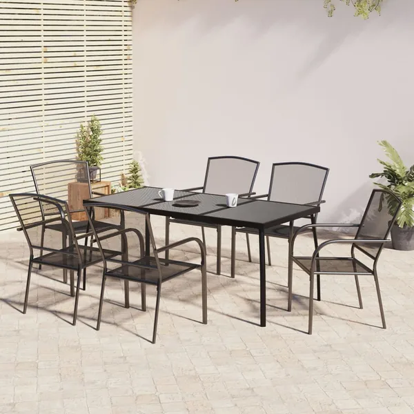 Ensemble à manger de jardin 7 pcs anthracite acier