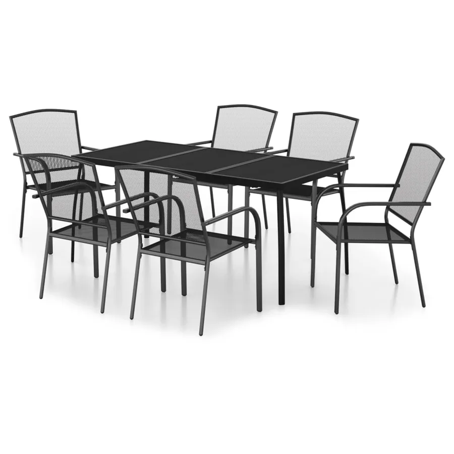 Ensemble à manger de jardin 7 pcs anthracite acier - 2
