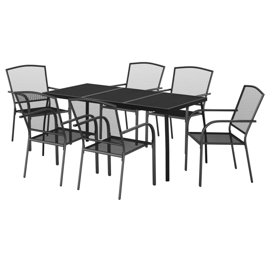 Ensemble à manger de jardin 7 pcs anthracite acier - 3