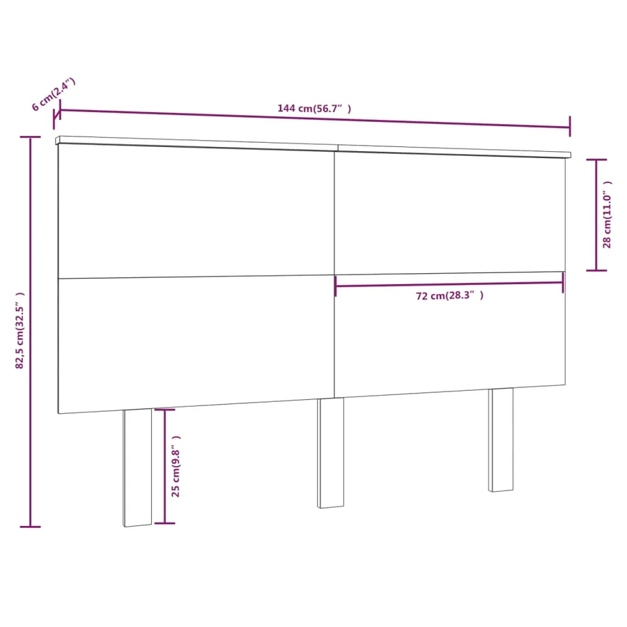 Tête de lit Blanc 144x6x82,5 cm Bois massif de pin - 6