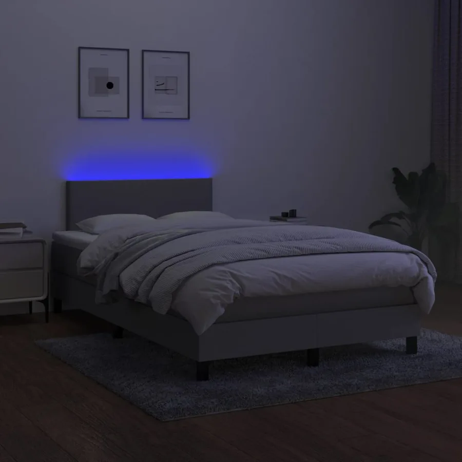 Sommier à lattes de lit matelas LED Gris clair 120x200 cm Tissu - 4