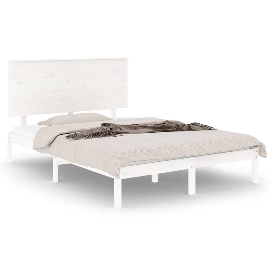 Cadre de lit sans matelas blanc 140x200 cm bois de pin massif - 2