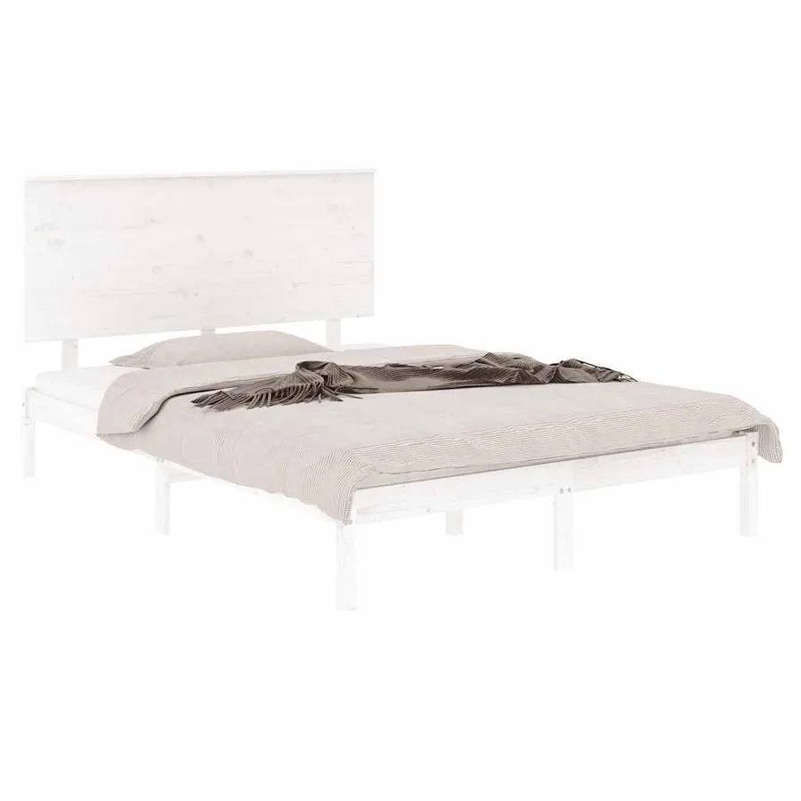 Cadre de lit sans matelas blanc 140x200 cm bois de pin massif - 3