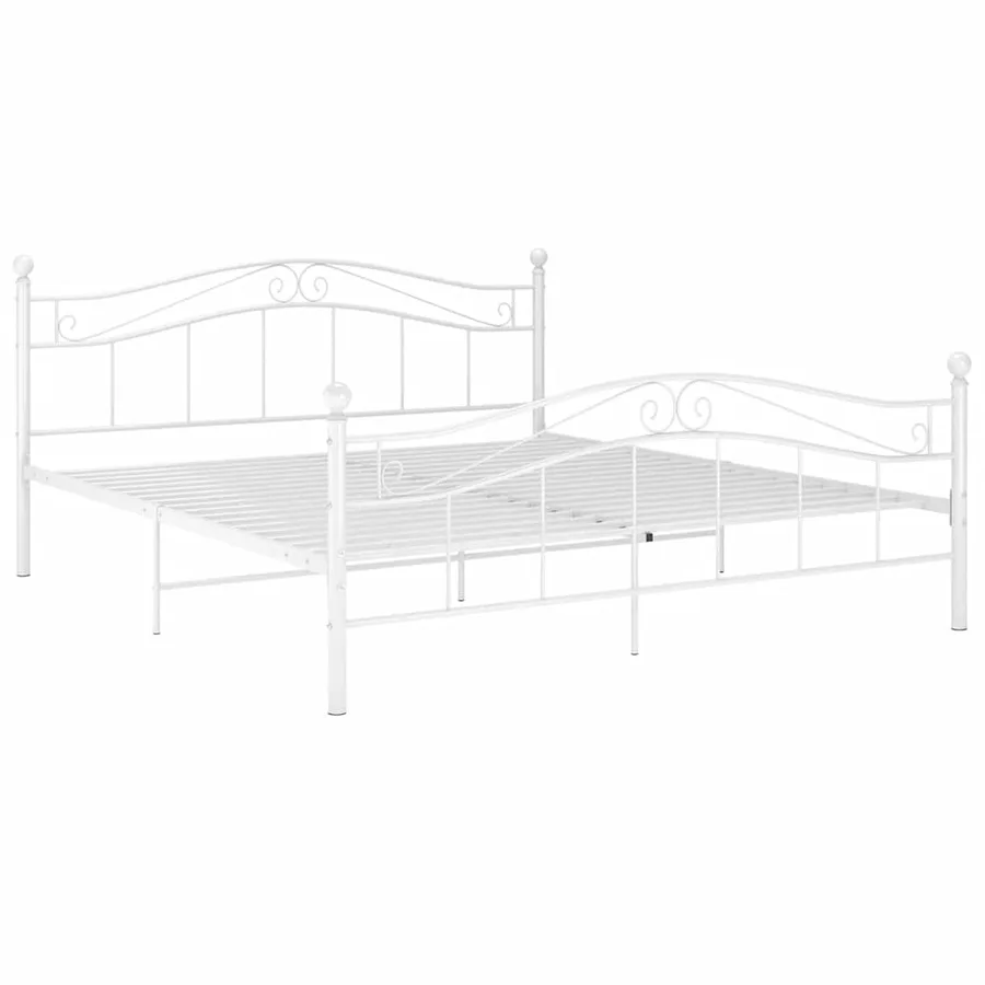 Cadre de lit sans matelas blanc métal 140x200 cm - 2