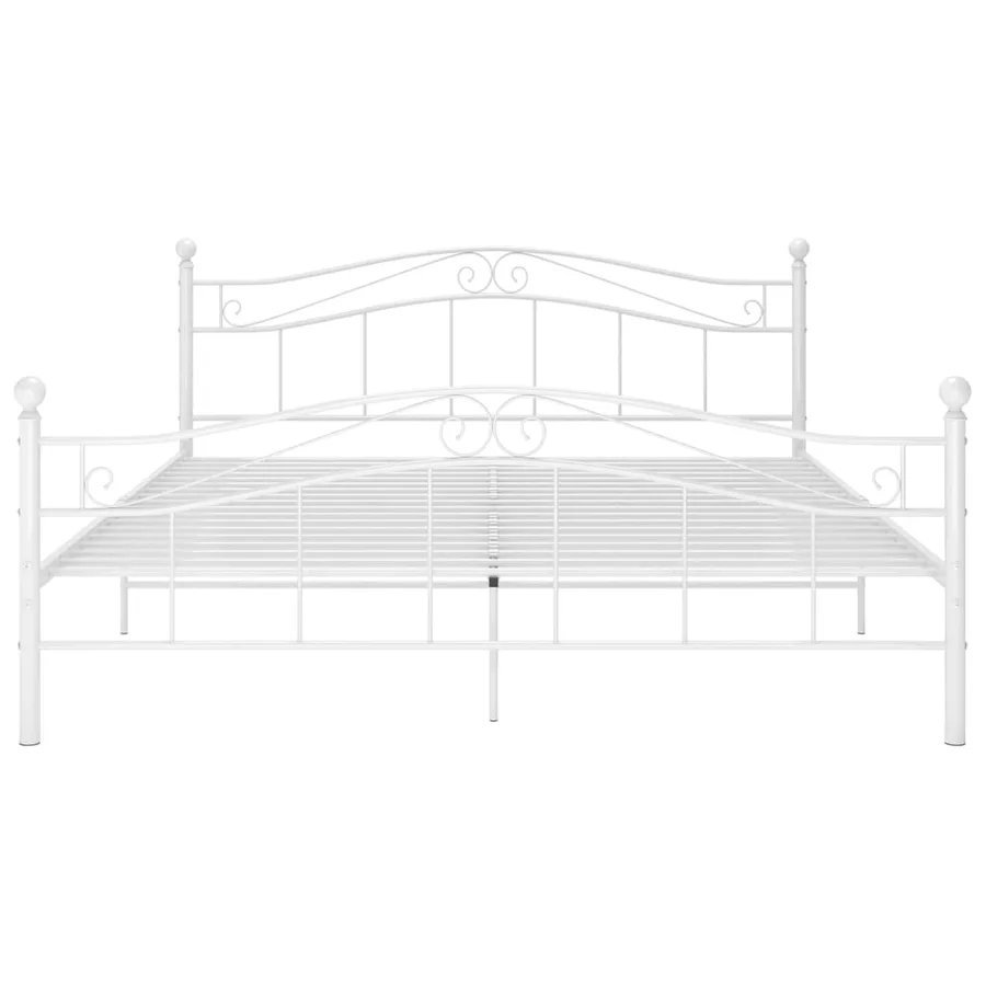 Cadre de lit sans matelas blanc métal 140x200 cm - 3