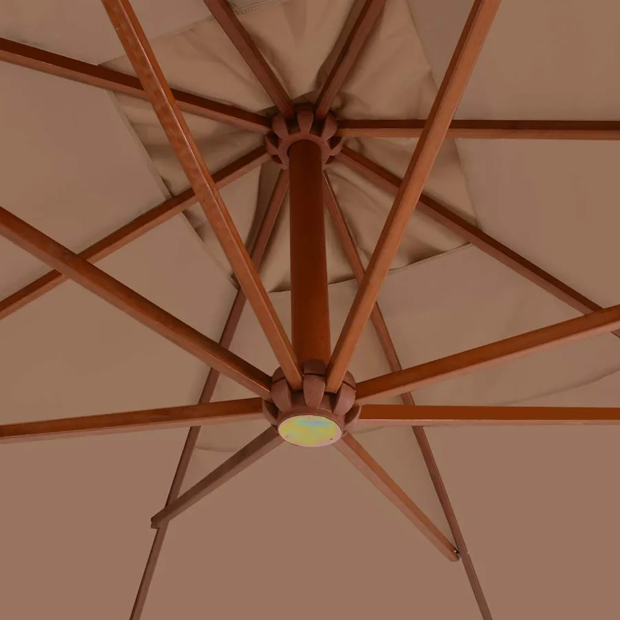Parasol de jardin en porte-à-faux avec mât en bois taupe - 4