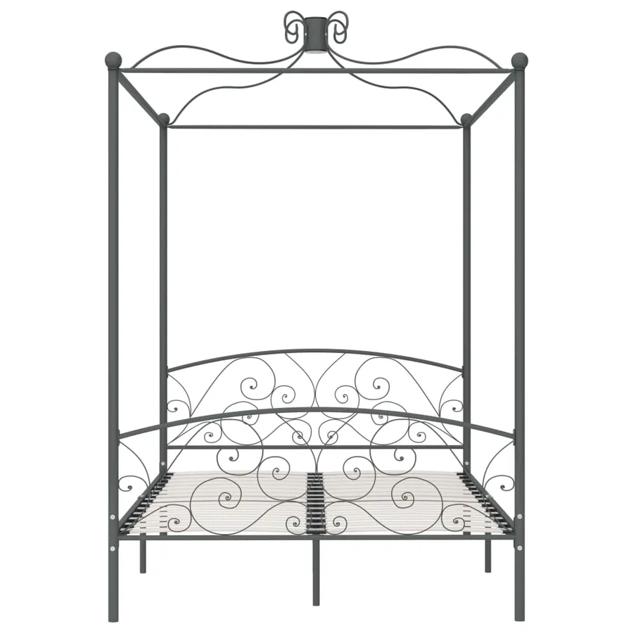 Cadre de lit à baldaquin sans matelas gris métal 120x200 cm - 3