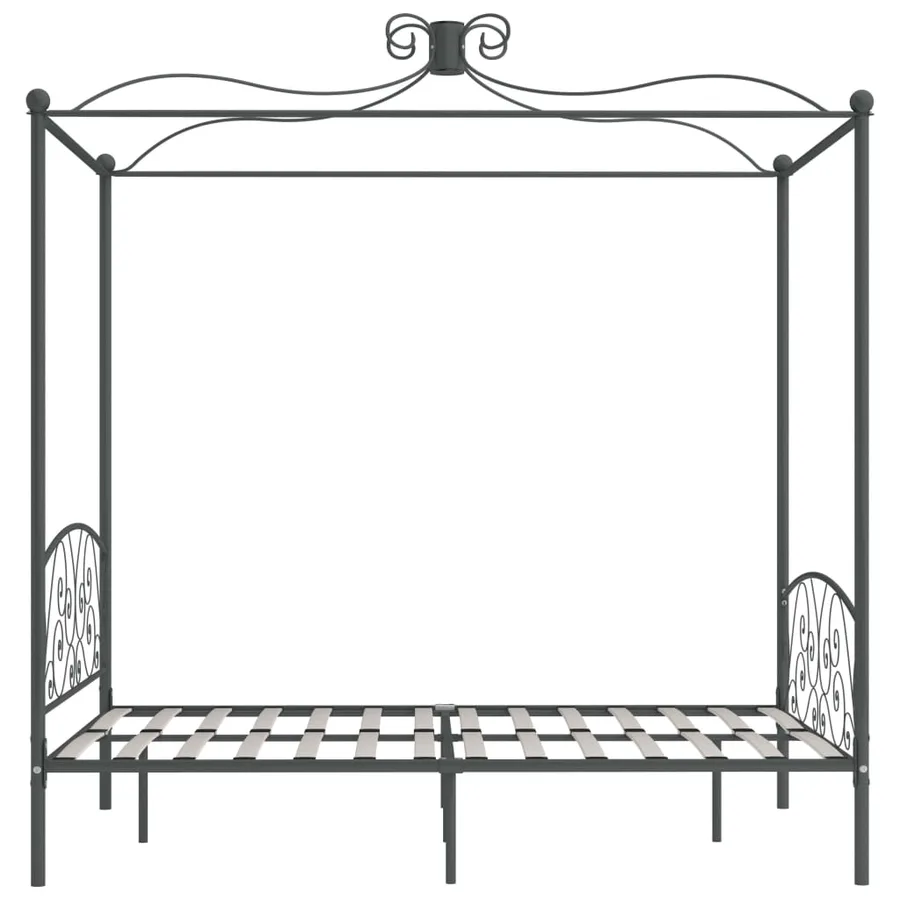 Cadre de lit à baldaquin sans matelas gris métal 120x200 cm - 4