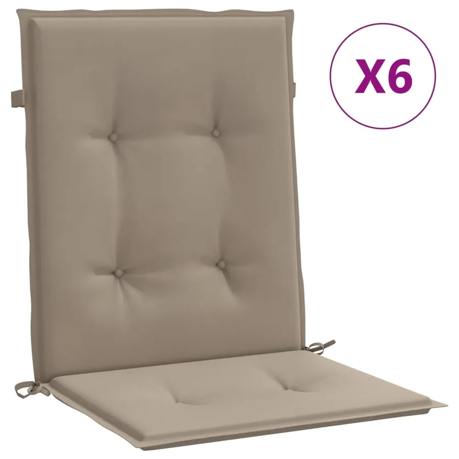 Coussins de chaise de jardin à dossier bas lot de 6 taupe - 2
