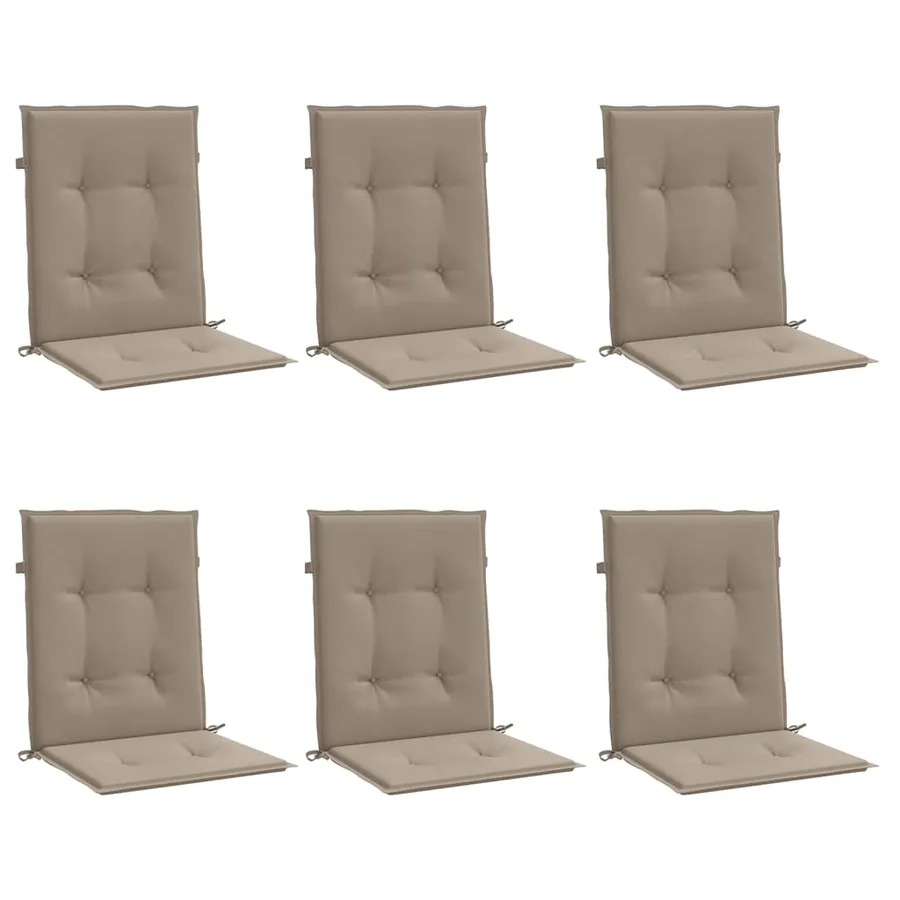 Coussins de chaise de jardin à dossier bas lot de 6 taupe - 3