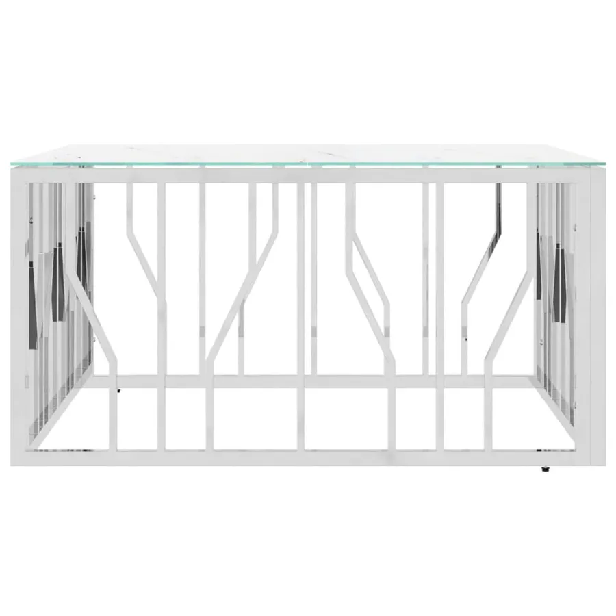 Table basse argenté 80x80x40 cm acier inoxydable et verre - 4
