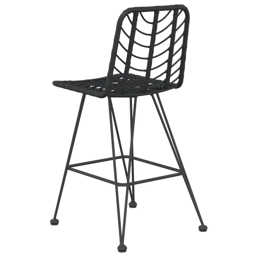 Tabourets de bar lot de 2 Noir Résine tressée et acier - 5