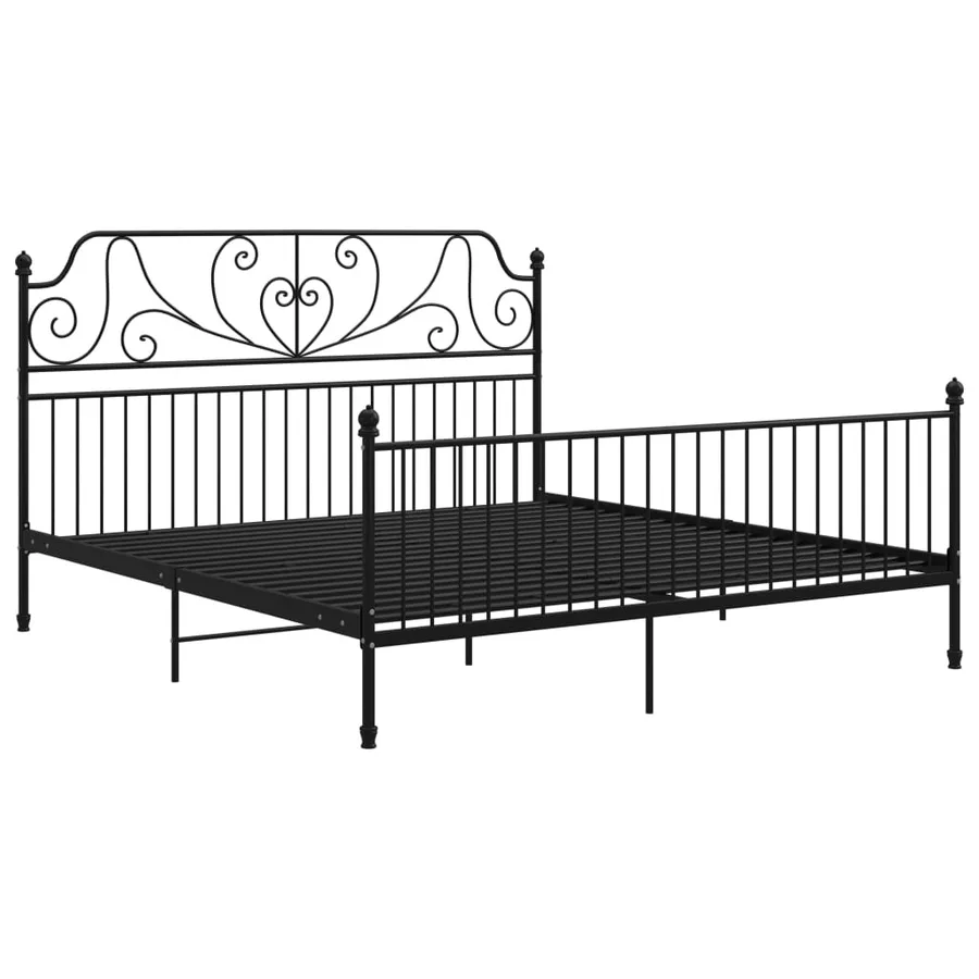 Cadre de lit sans matelas noir métal 180x200 cm - 2