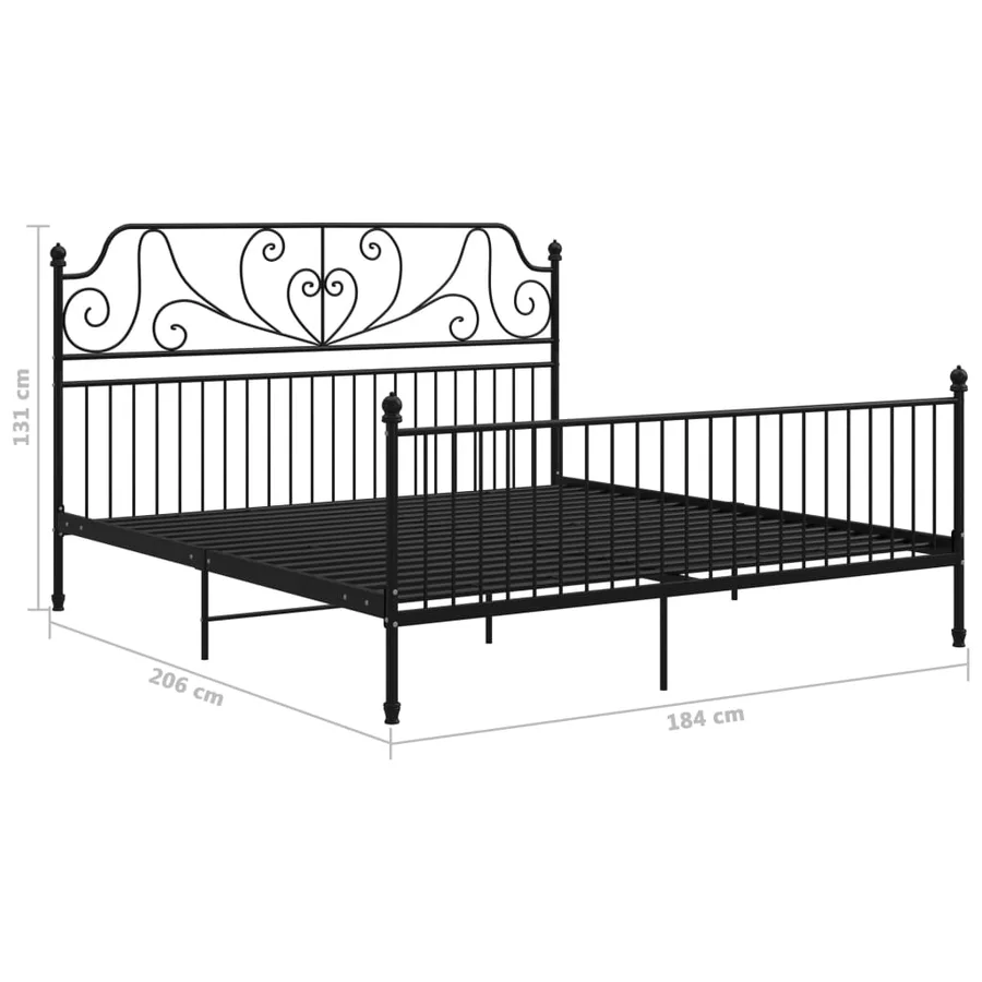 Cadre de lit sans matelas noir métal 180x200 cm - 6