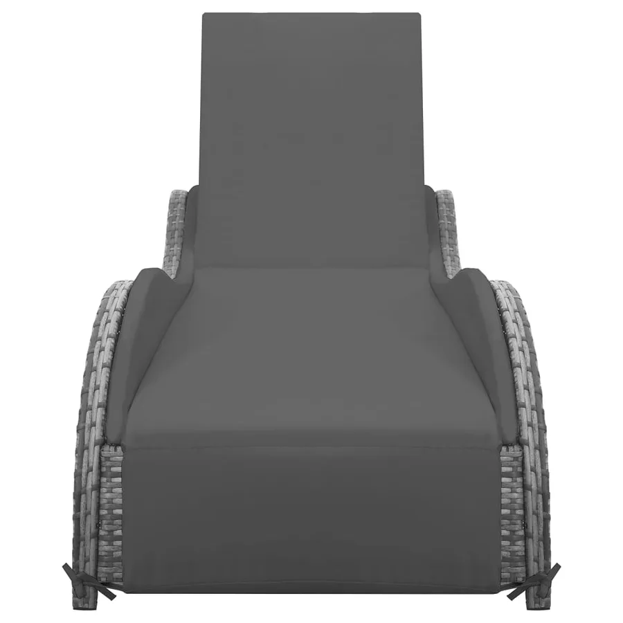 Chaise longue avec coussin Résine tressée Anthracite - 2