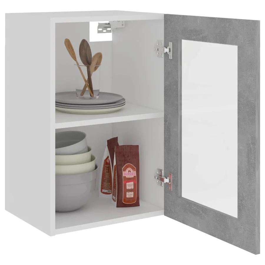 Vitrine suspendue "Lyon" Gris béton 40 x 31 x 60 cm Bois d'ingénierie - 4