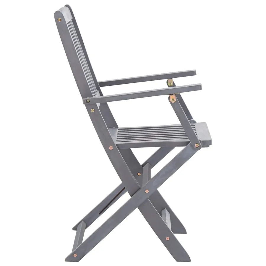 Ensemble à manger de jardin 7 pcs Bois d'acacia massif Gris - 10