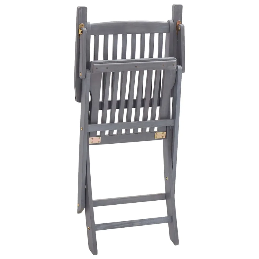 Ensemble à manger de jardin 7 pcs Bois d'acacia massif Gris - 12