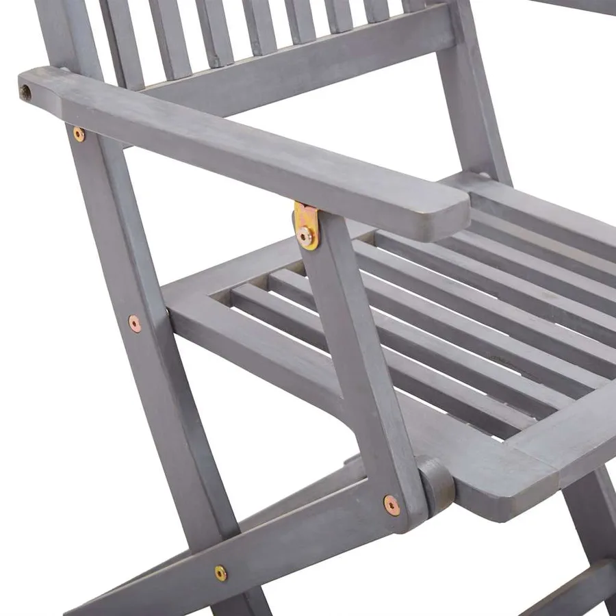 Ensemble à manger de jardin 7 pcs Bois d'acacia massif Gris - 13