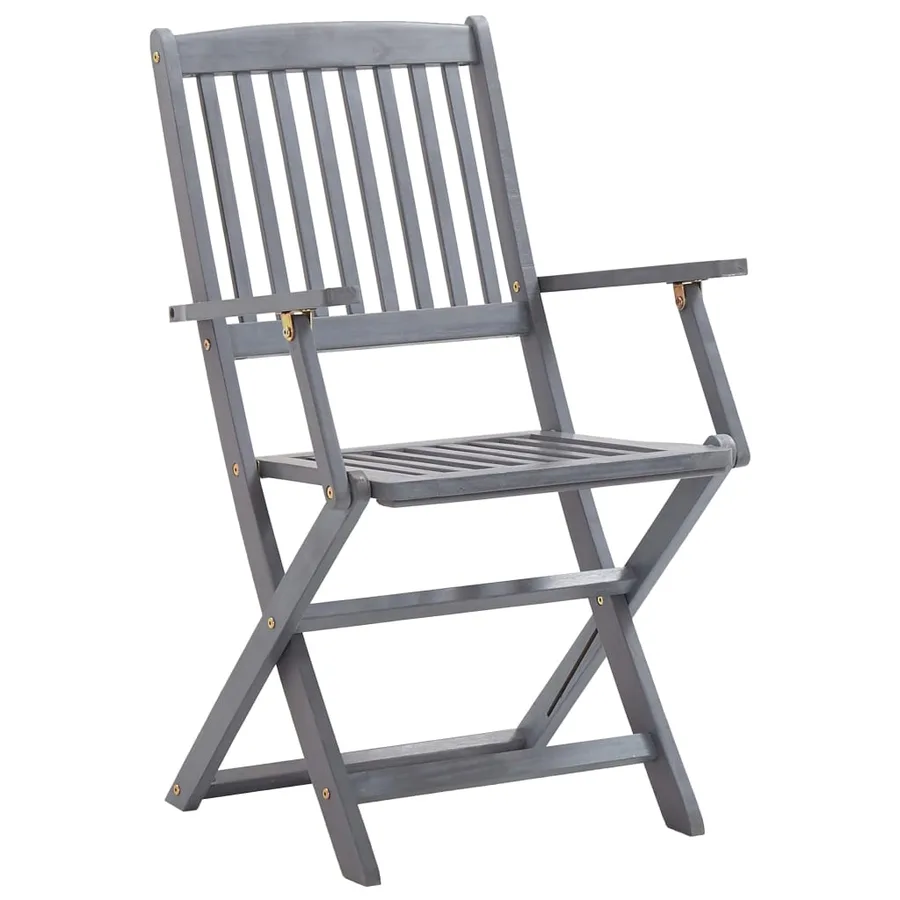 Ensemble à manger de jardin 7 pcs Bois d'acacia massif Gris - 8