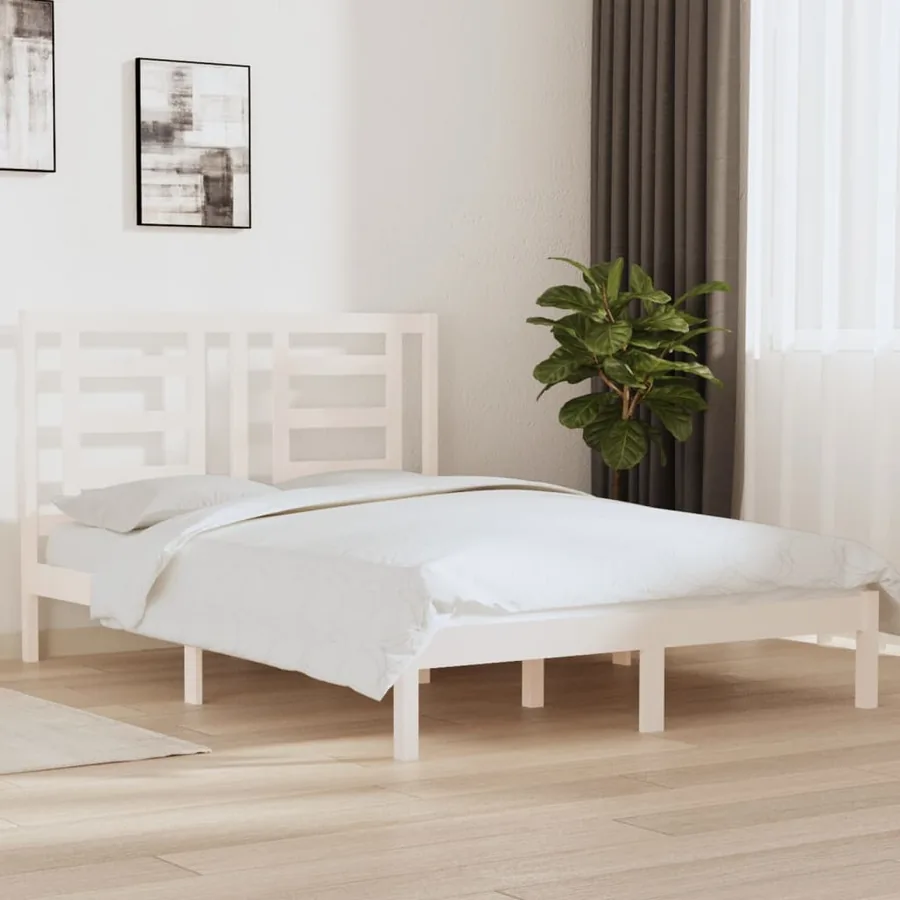 Cadre de lit sans matelas blanc 140x200 cm bois de pin massif