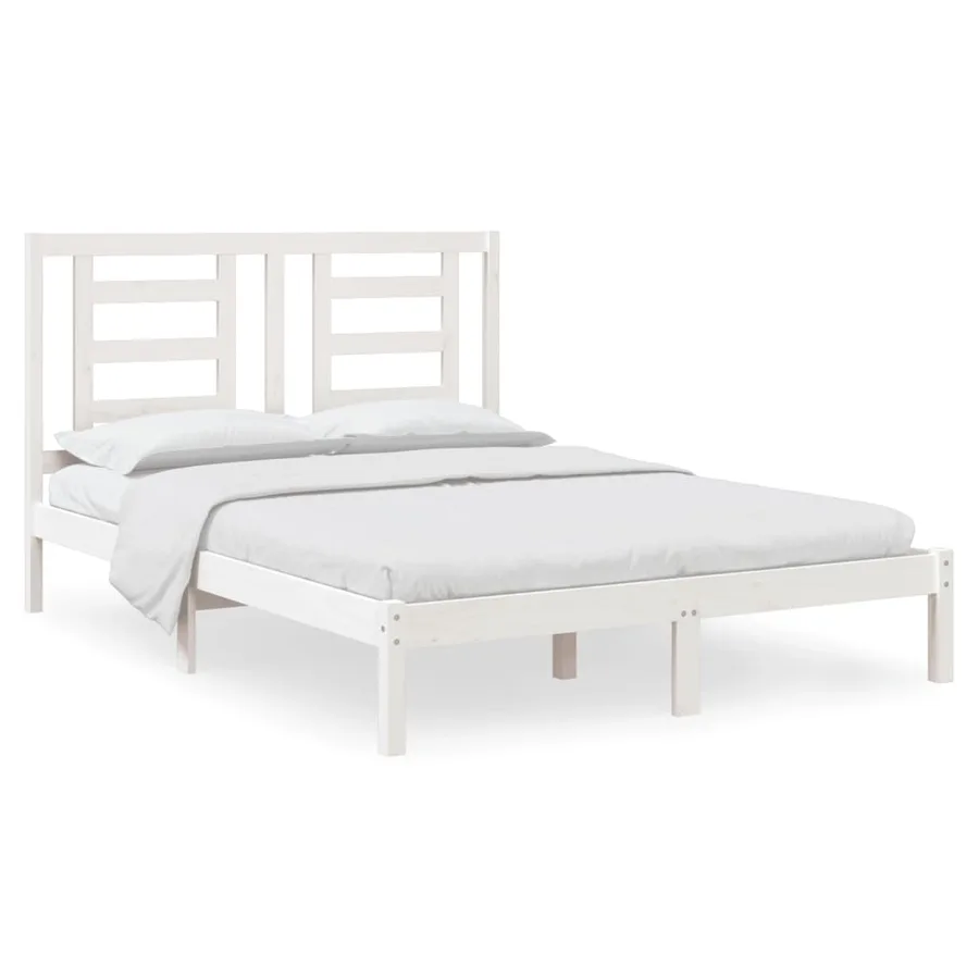 Cadre de lit sans matelas blanc 140x200 cm bois de pin massif - 2