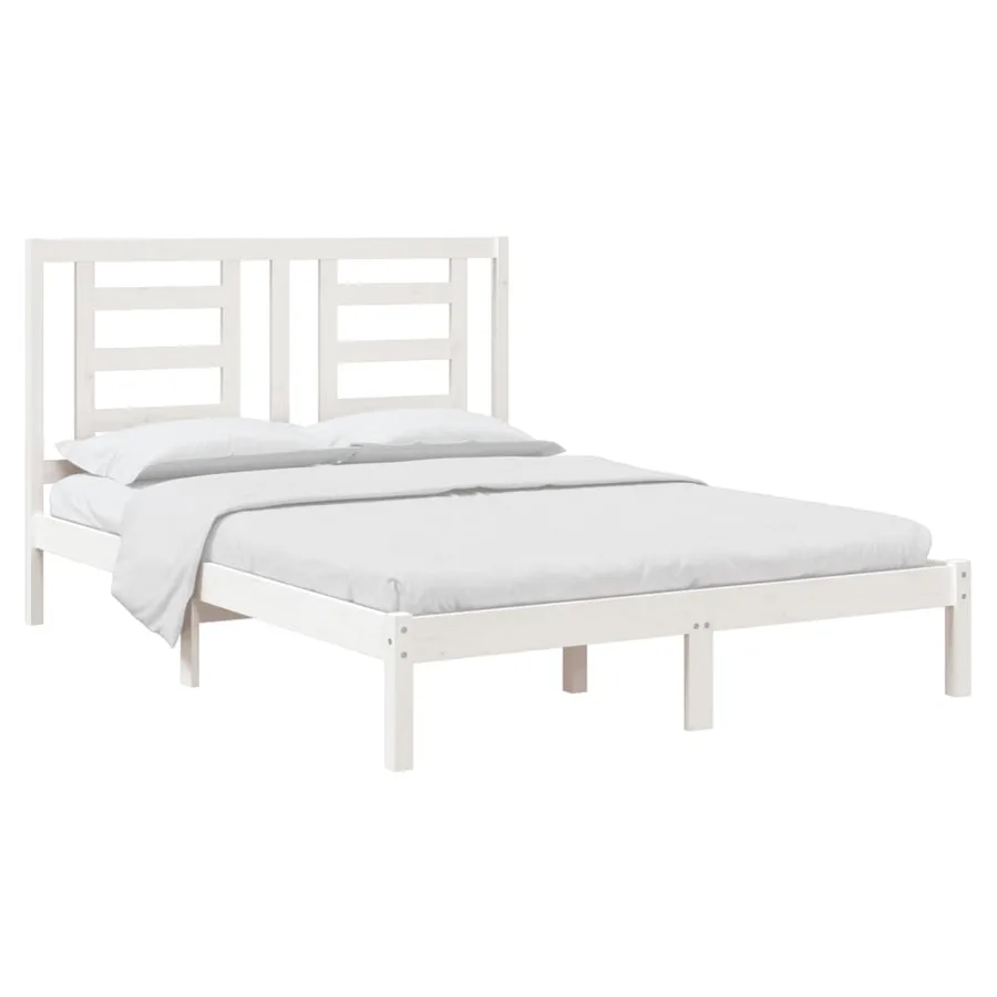 Cadre de lit sans matelas blanc 140x200 cm bois de pin massif - 3