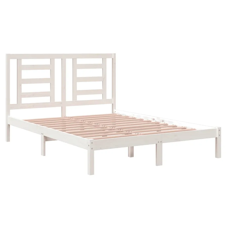 Cadre de lit sans matelas blanc 140x200 cm bois de pin massif - 4