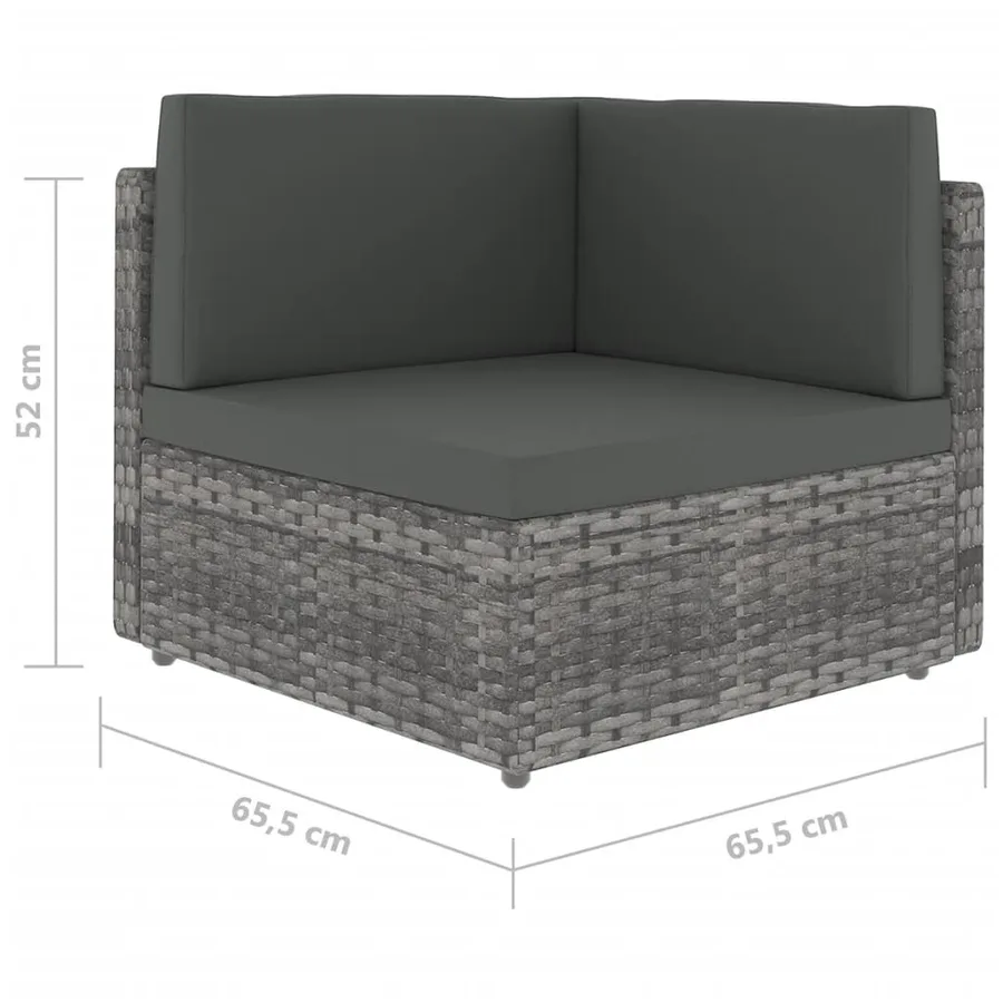 Salon de jardin 7 pcs avec coussins Gris Résine tressée - 11