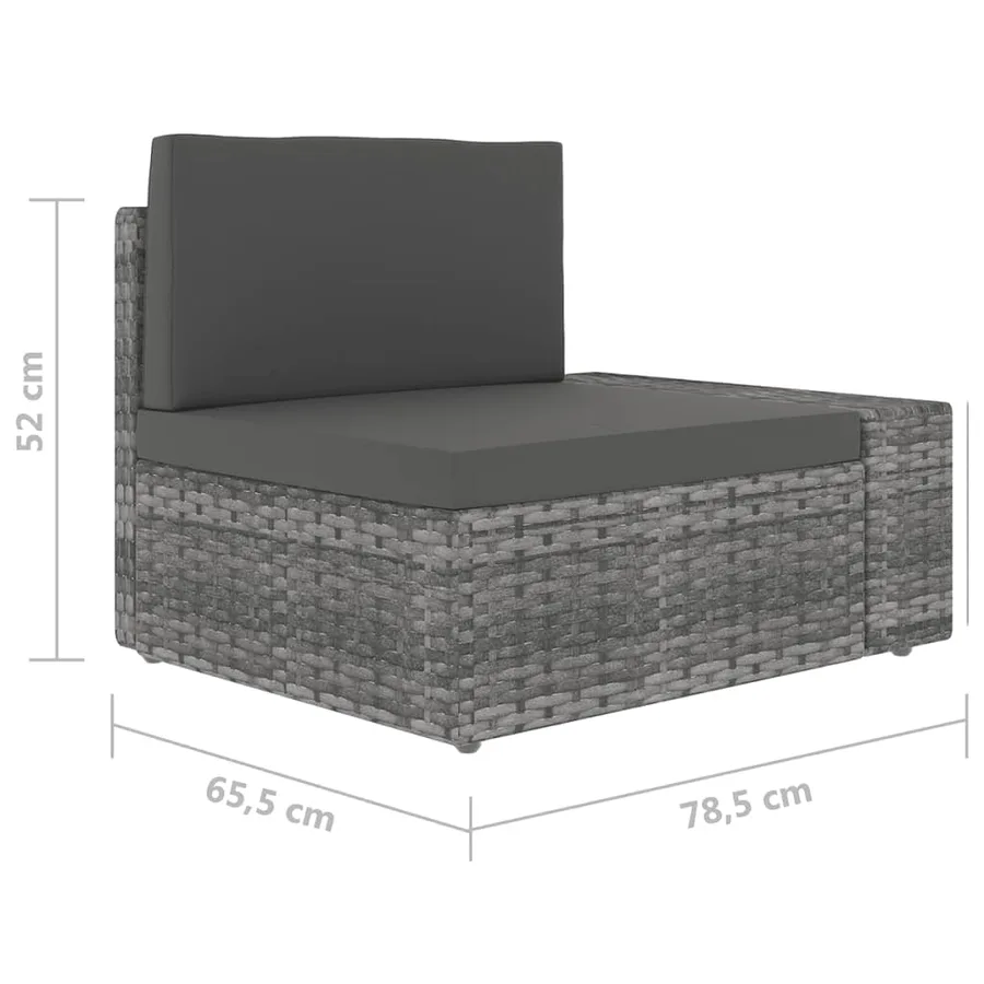Salon de jardin 7 pcs avec coussins Gris Résine tressée - 12