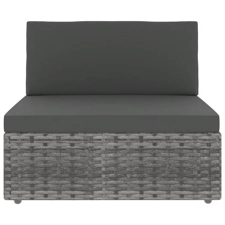 Salon de jardin 7 pcs avec coussins Gris Résine tressée - 3