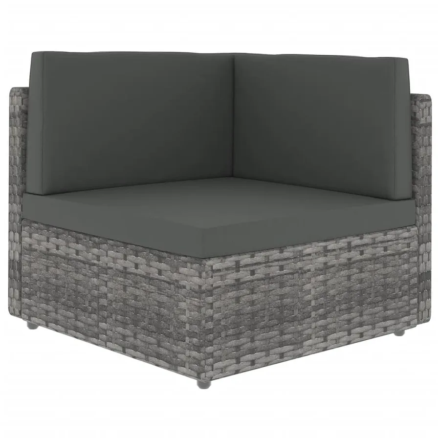 Salon de jardin 7 pcs avec coussins Gris Résine tressée - 4