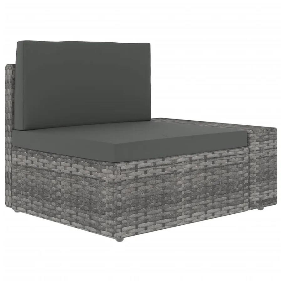 Salon de jardin 7 pcs avec coussins Gris Résine tressée - 6