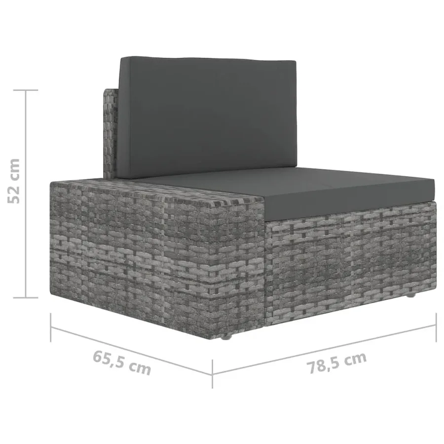 Salon de jardin 5 pcs avec coussins Gris Résine tressée - 15