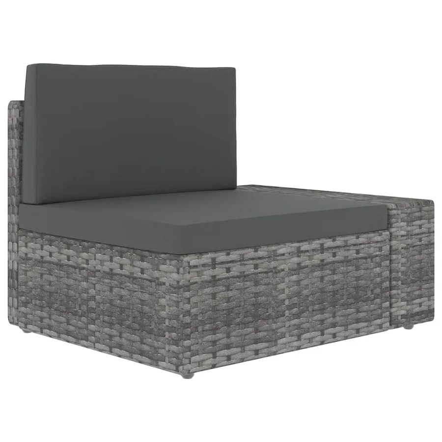 Salon de jardin 5 pcs avec coussins Gris Résine tressée - 6