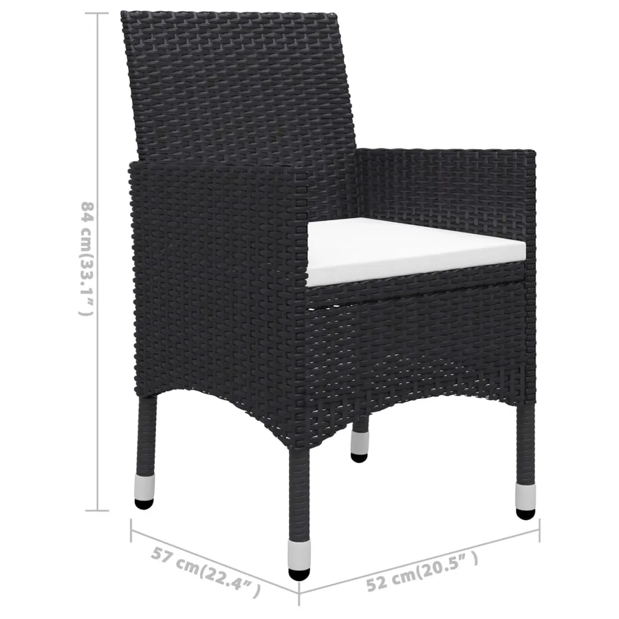 Ensemble à manger de jardin 3 pcs Noir - 12