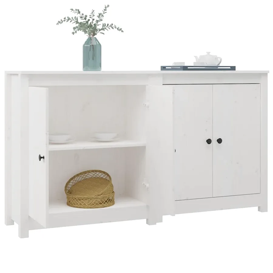 Buffets 2 pcs blanc 70x35x80 cm bois massif de pin - 3